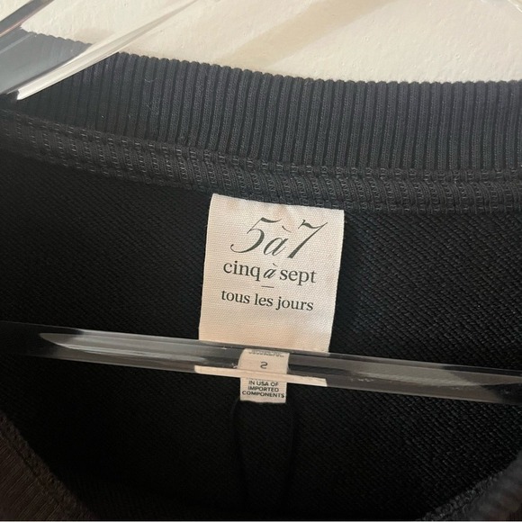 Cinq a Sept Black White TRES CHIC Sweater Crewneck Sweatshirt‎ NWT Small - Picture 11 of 16